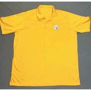 MENS Pittsburgh Steelers Yellow Polo Shirt XL Antigua Embroidered Patch